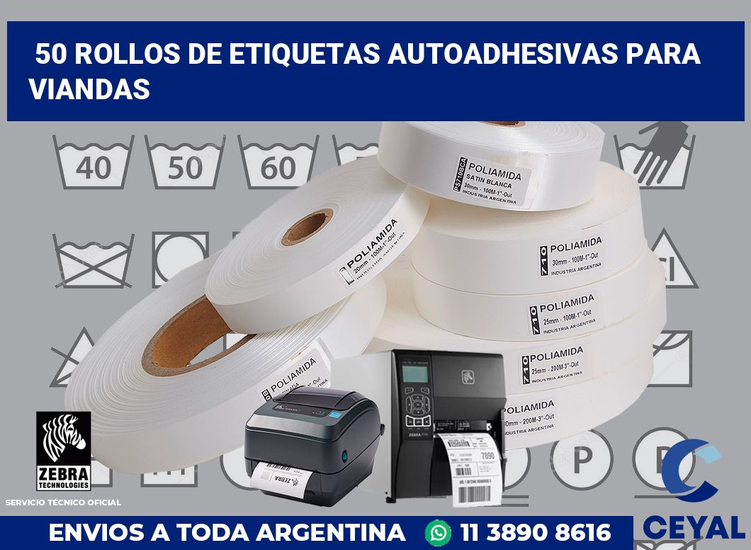 50 Rollos de etiquetas autoadhesivas para viandas