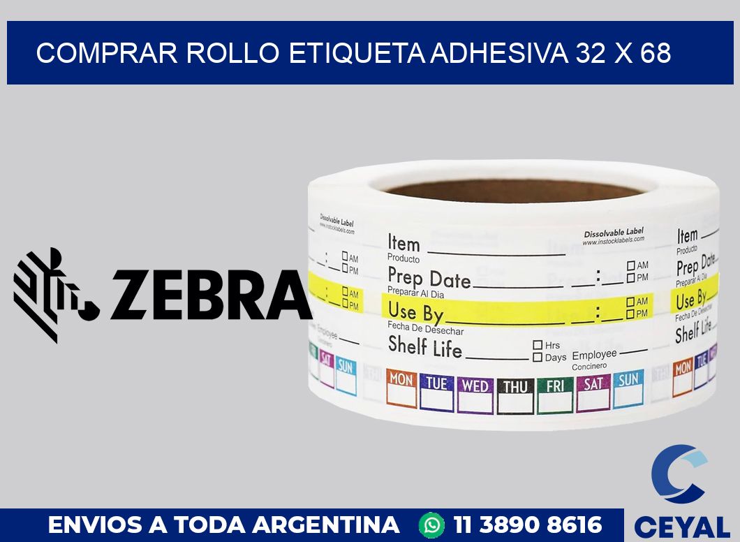 Comprar rollo etiqueta adhesiva 32 x 68