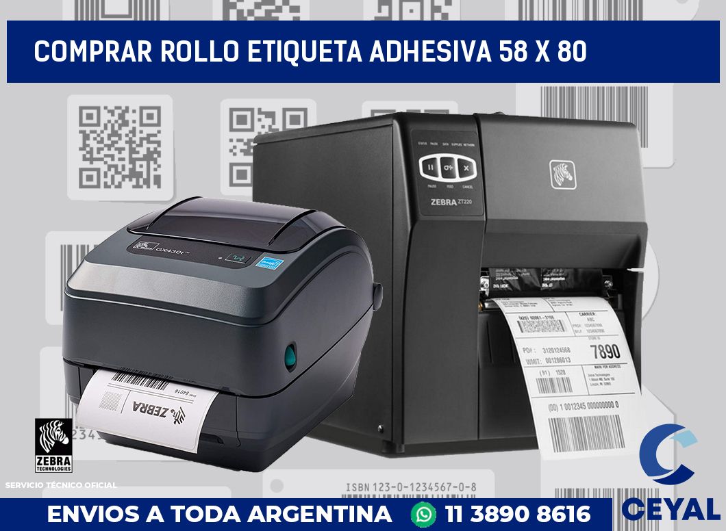 Comprar rollo etiqueta adhesiva 58 x 80