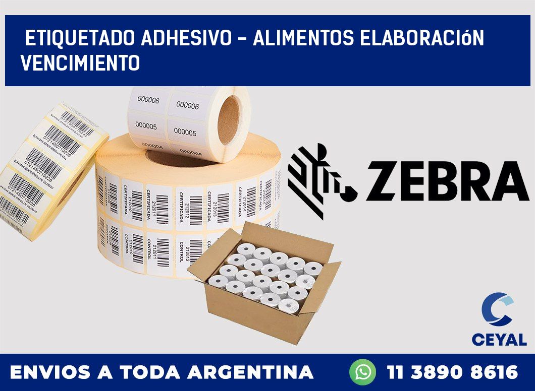 Etiquetado adhesivo - alimentos elaboración vencimiento