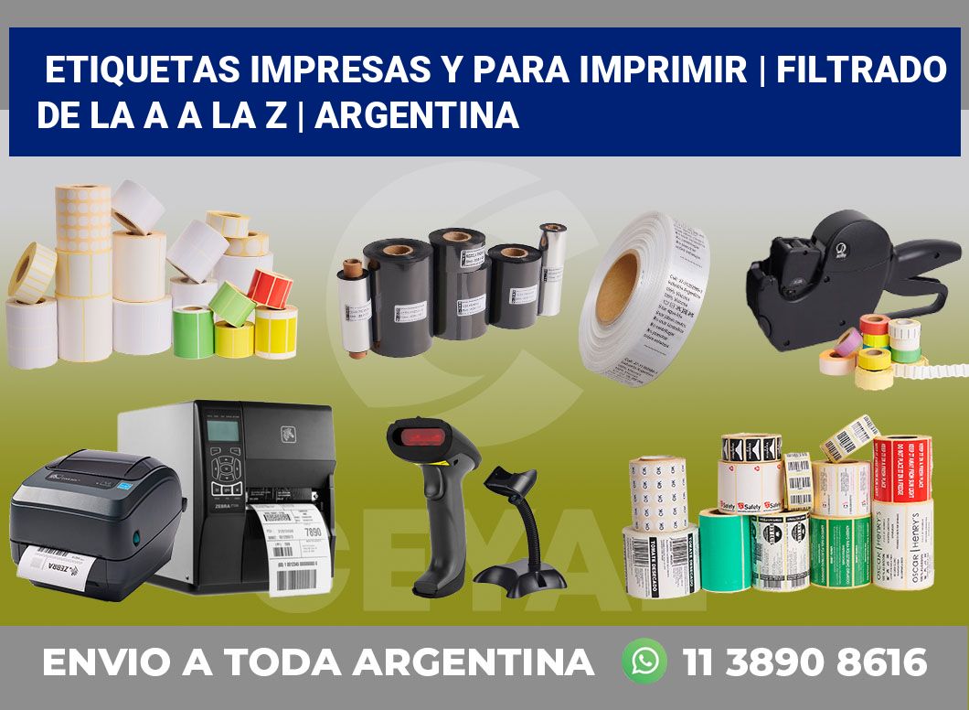 Etiquetas impresas y para imprimir | Filtrado de la A a la Z | Argentina