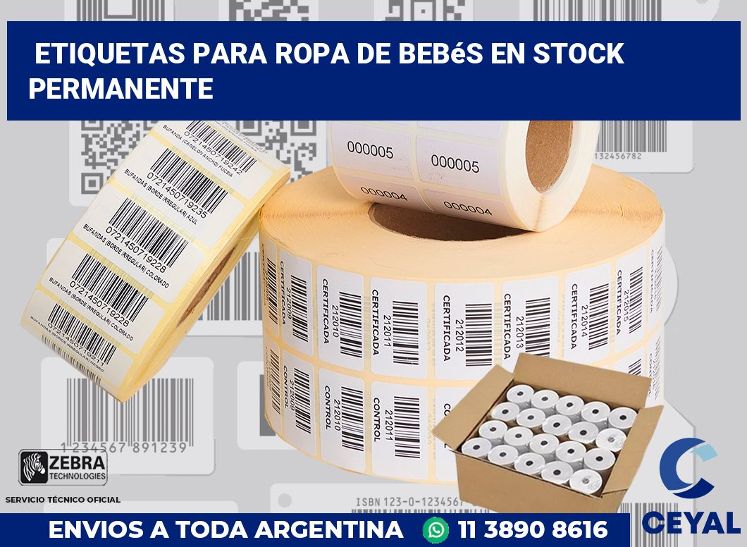 Etiquetas para Ropa de Bebés en Stock Permanente