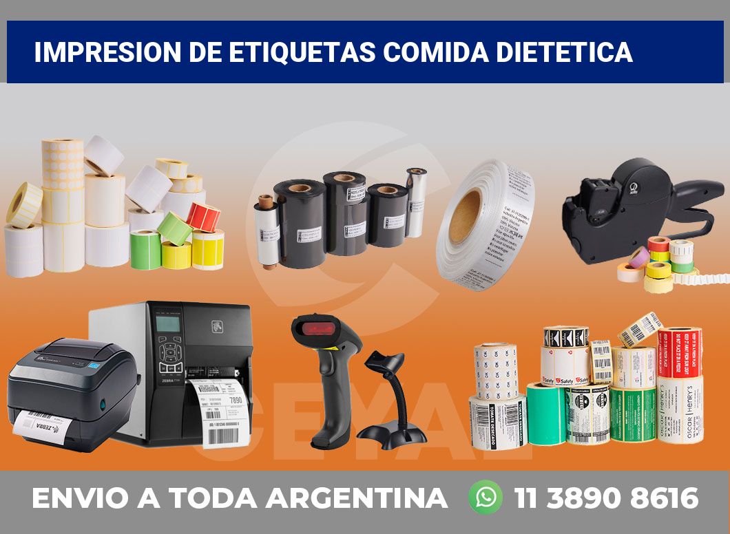 Impresion de etiquetas comida dietetica