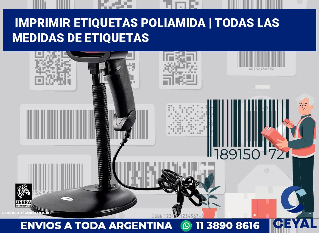 Imprimir etiquetas poliamida | Todas las medidas de etiquetas