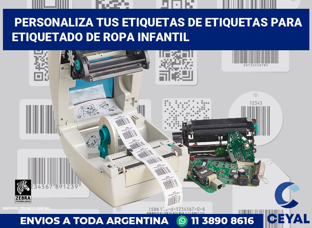 Personaliza tus Etiquetas de Etiquetas para Etiquetado de Ropa Infantil