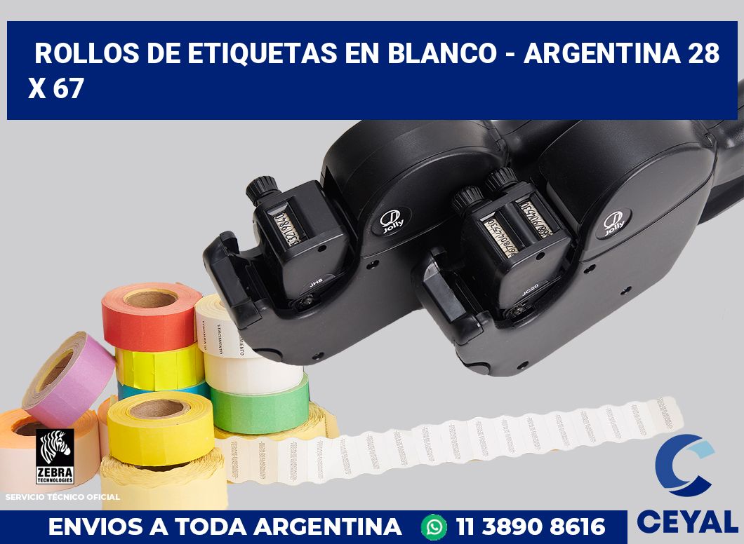 Rollos de etiquetas en blanco - Argentina 28 x 67