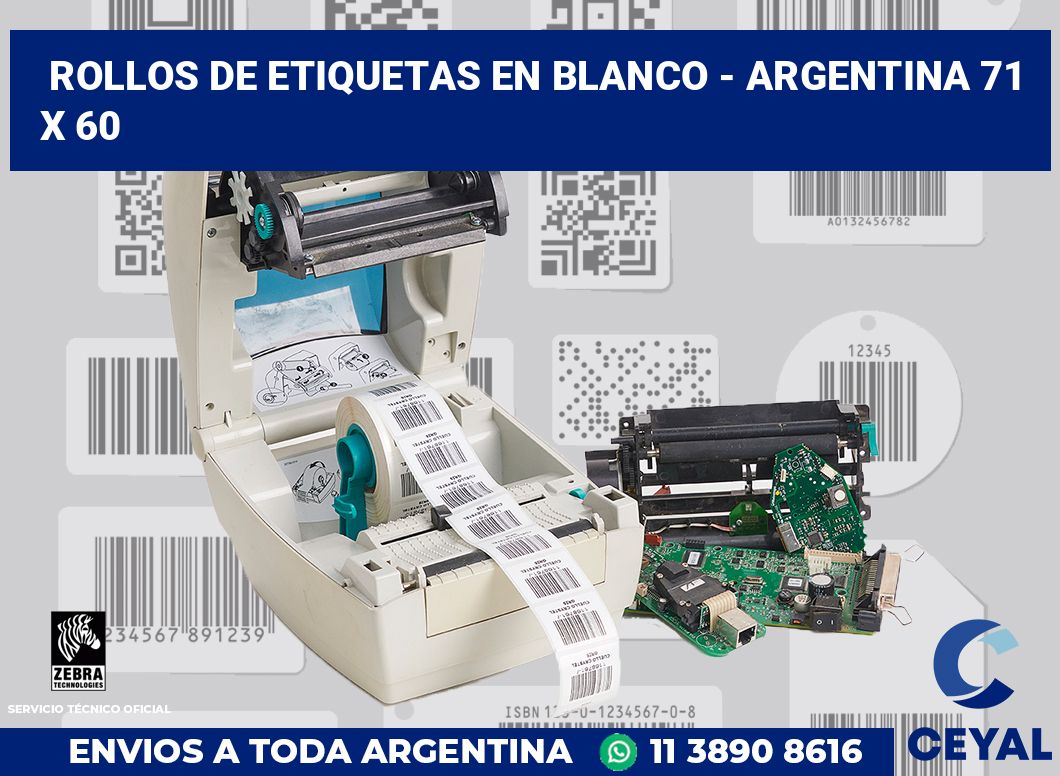Rollos de etiquetas en blanco - Argentina 71 x 60