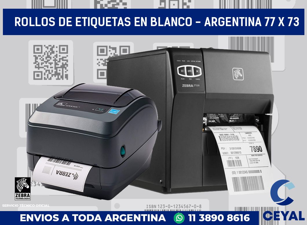 Rollos de etiquetas en blanco - Argentina 77 x 73