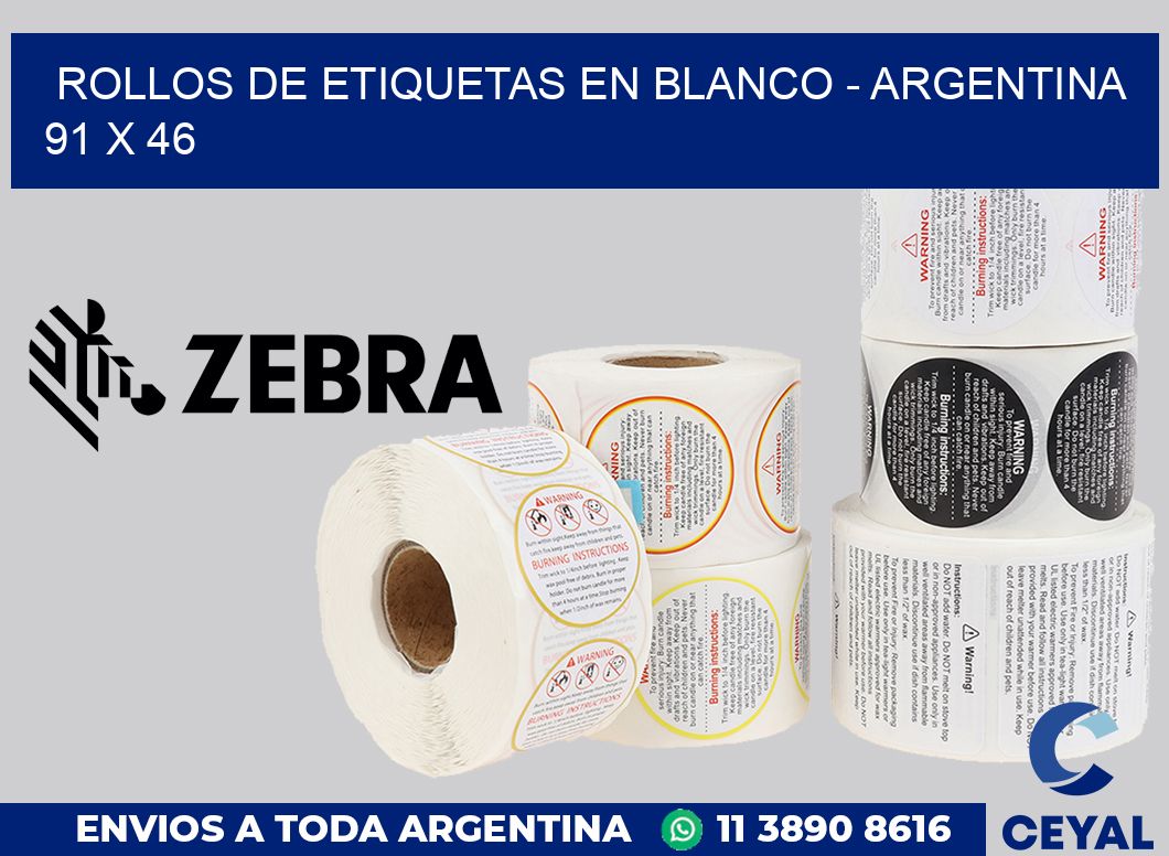 Rollos de etiquetas en blanco - Argentina 91 x 46