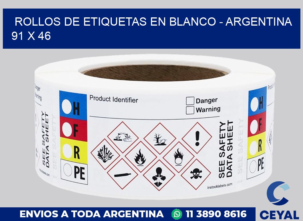 Rollos de etiquetas en blanco – Argentina 91 x 46