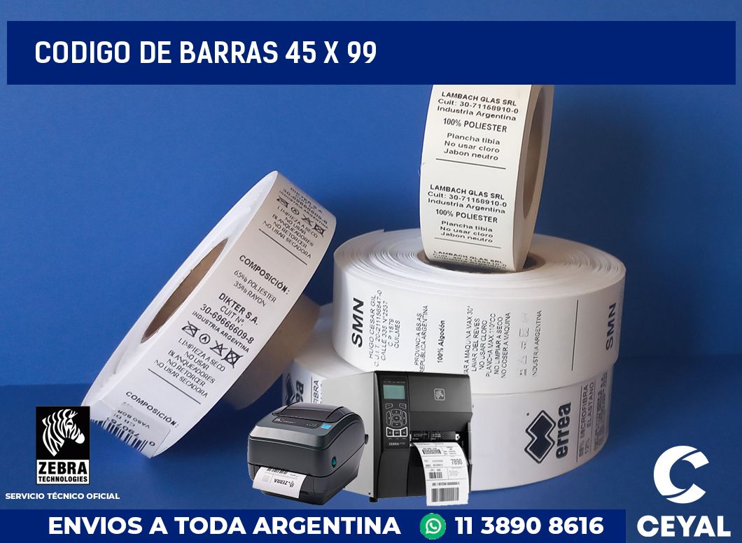 codigo de barras 45 x 99