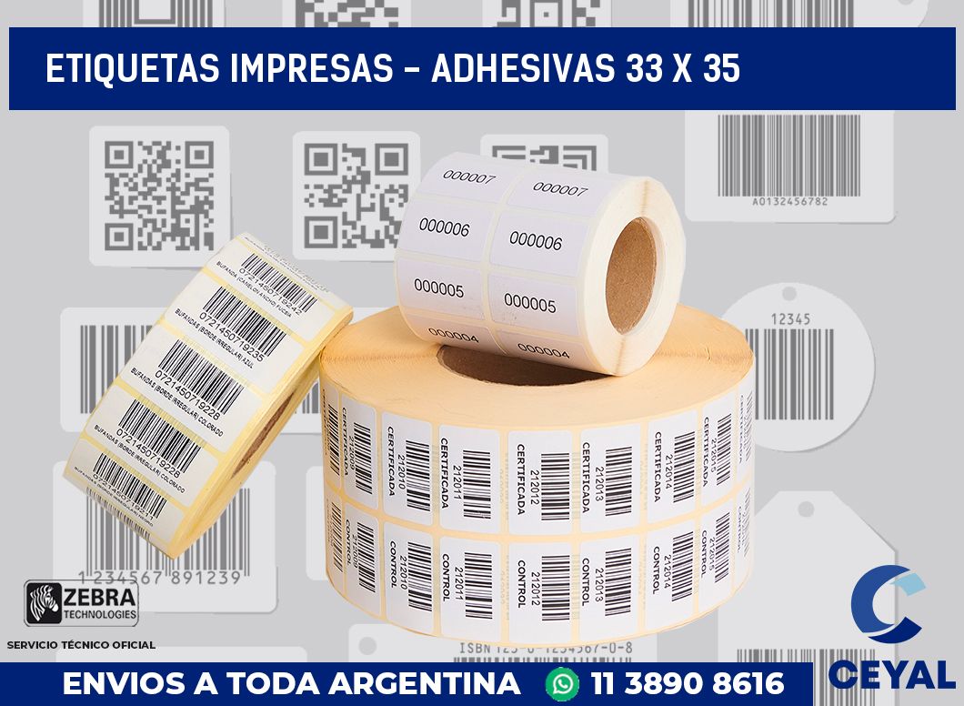 etiquetas impresas - Adhesivas 33 x 35