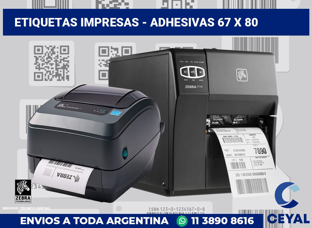 etiquetas impresas - Adhesivas 67 x 80