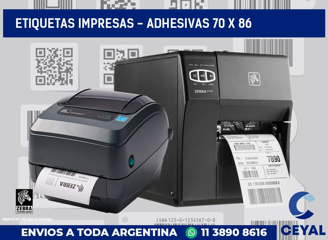 etiquetas impresas - Adhesivas 70 x 86