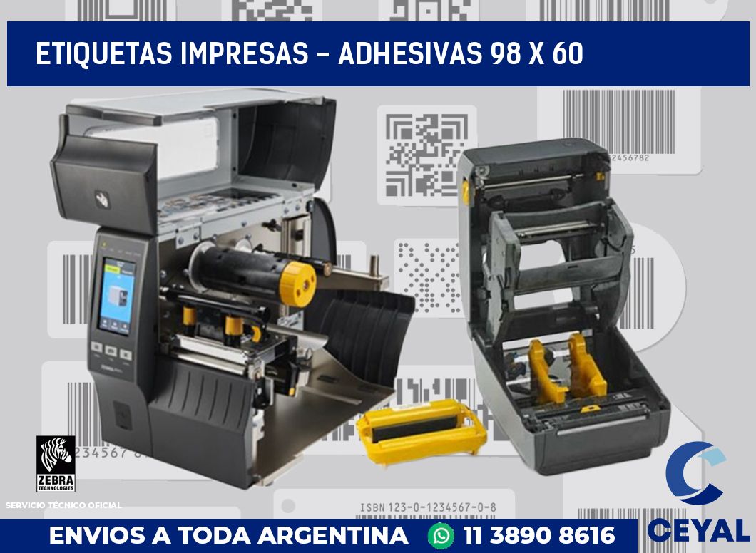 etiquetas impresas - Adhesivas 98 x 60
