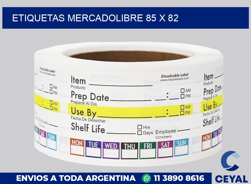 etiquetas mercadolibre 85 x 82