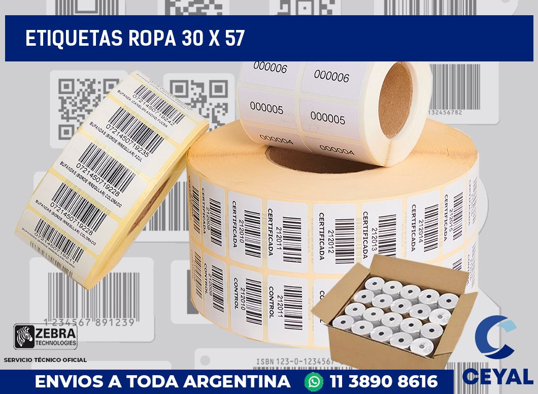 etiquetas ropa 30 x 57