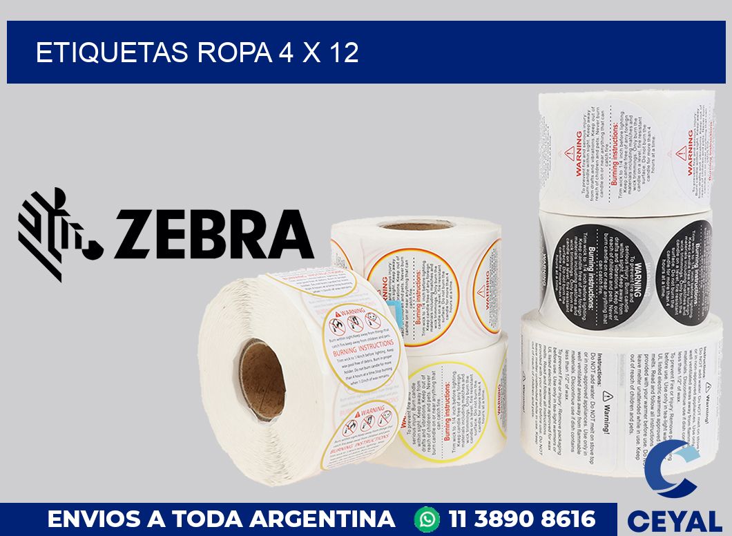 etiquetas ropa 4 x 12