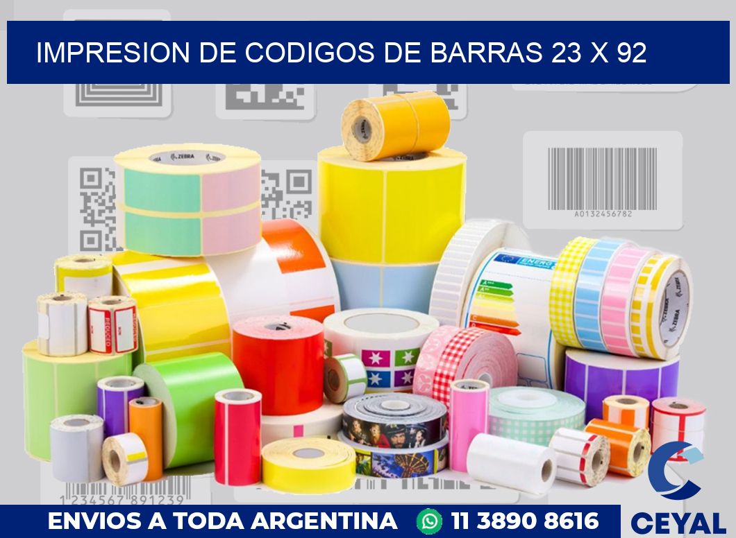 impresion de codigos de barras 23 x 92