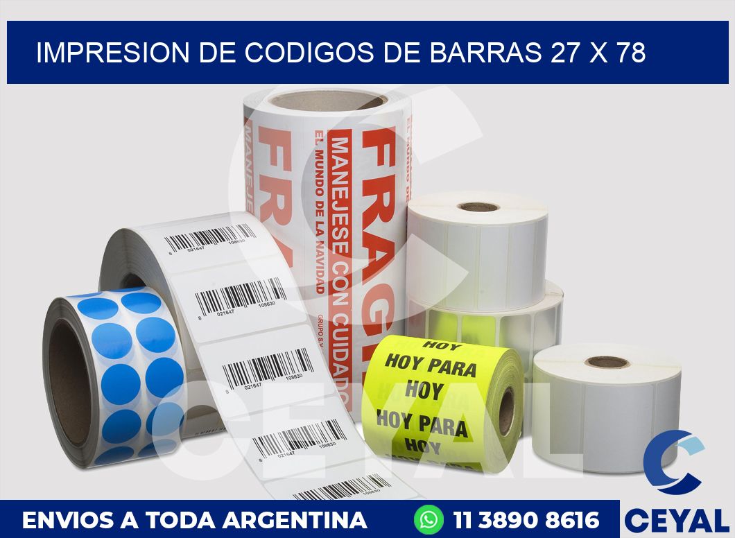 impresion de codigos de barras 27 x 78