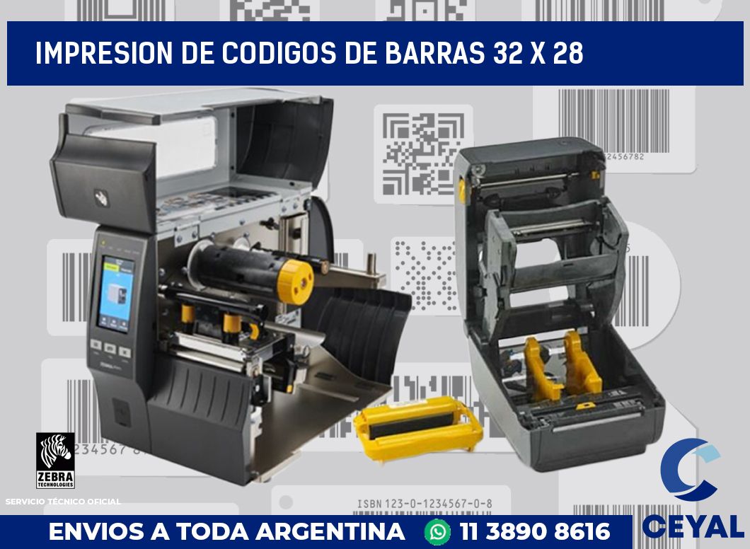 impresion de codigos de barras 32 x 28