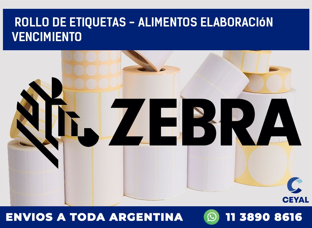 rollo de etiquetas – alimentos elaboración vencimiento