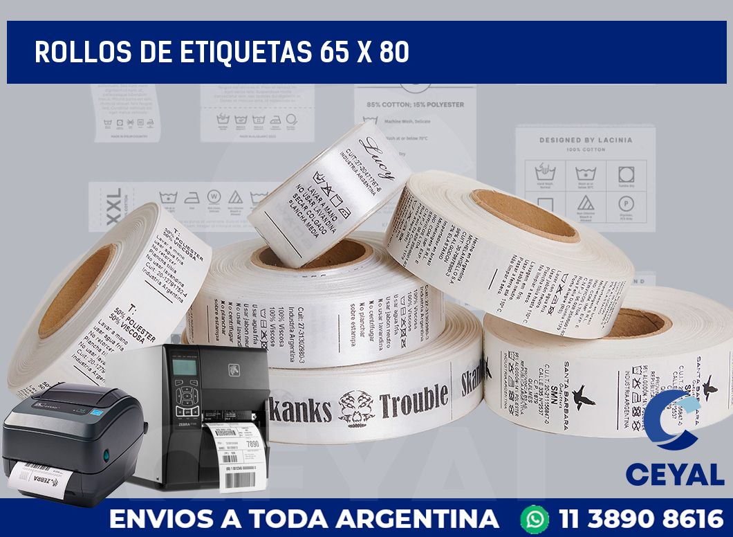 rollos de etiquetas 65 x 80