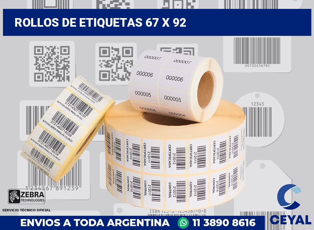 rollos de etiquetas 67 x 92