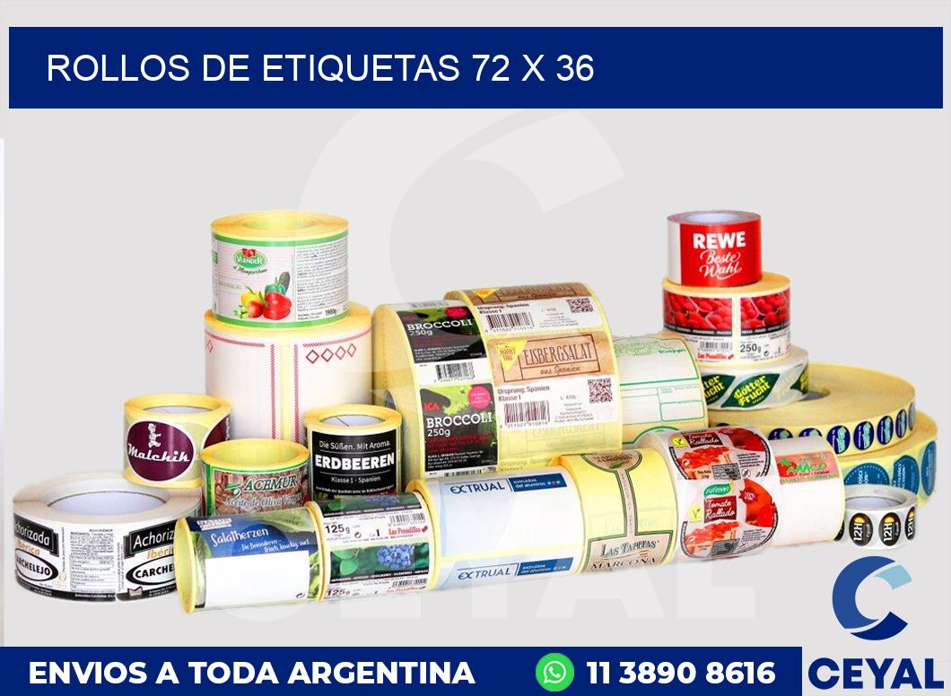 rollos de etiquetas 72 x 36