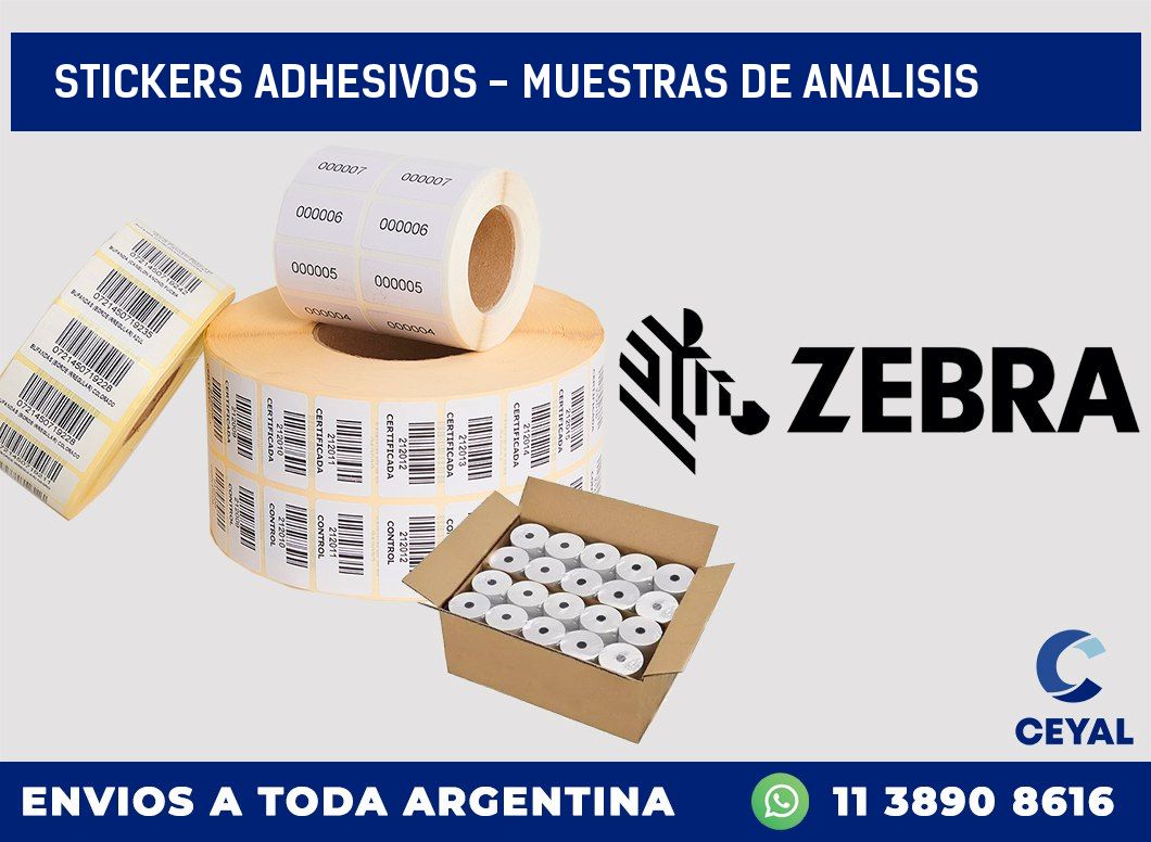 stickers adhesivos - muestras de analisis