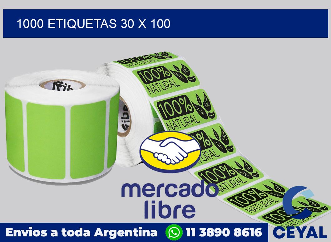 1000 etiquetas 30 x 100