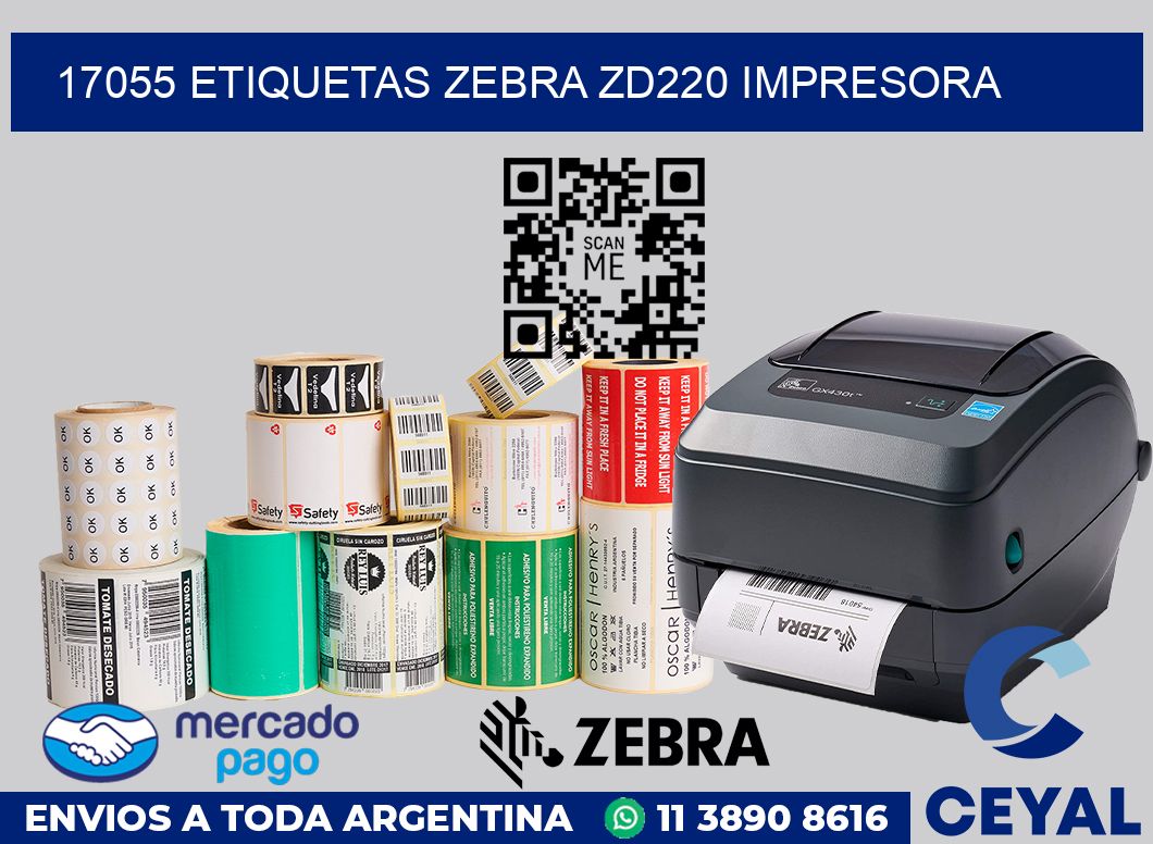 17055 etiquetas Zebra zd220 impresora