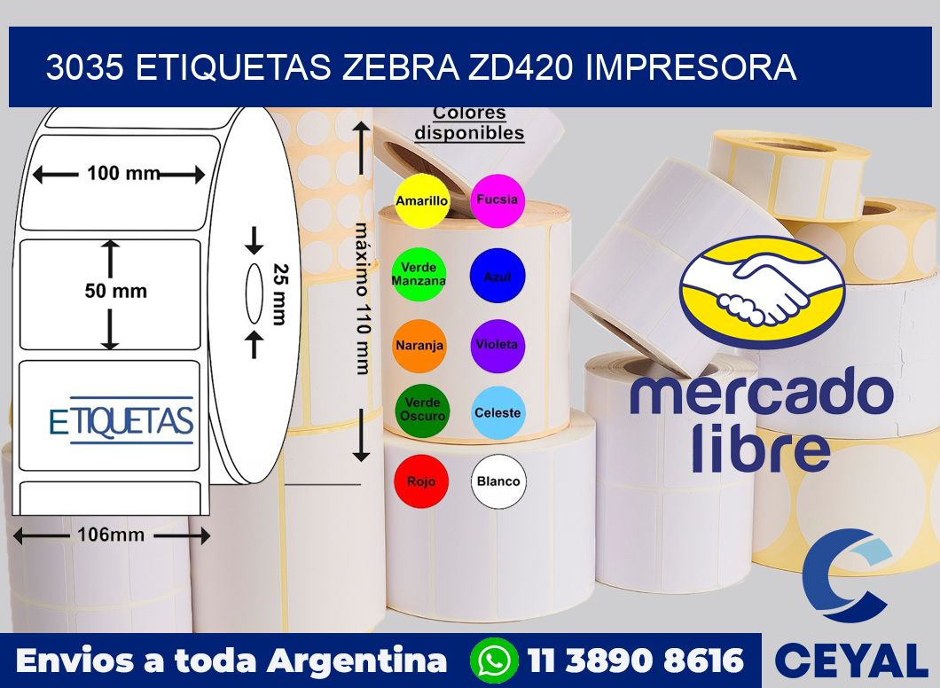 3035 etiquetas Zebra zd420 impresora