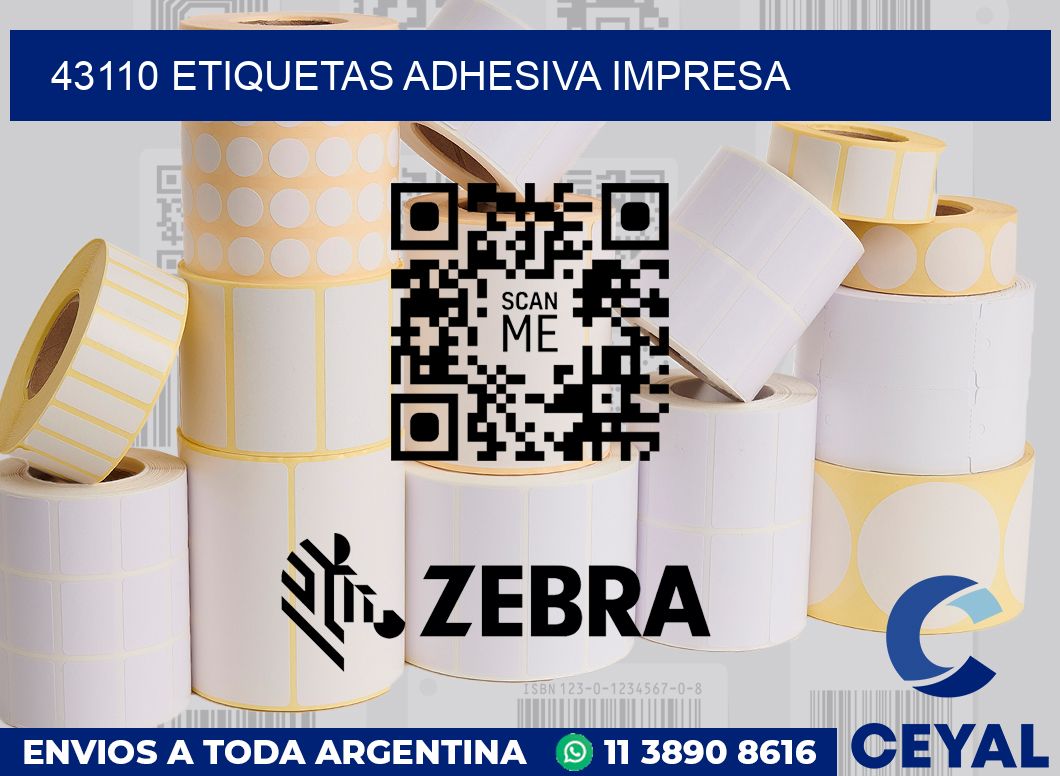 43110 etiquetas adhesiva impresa
