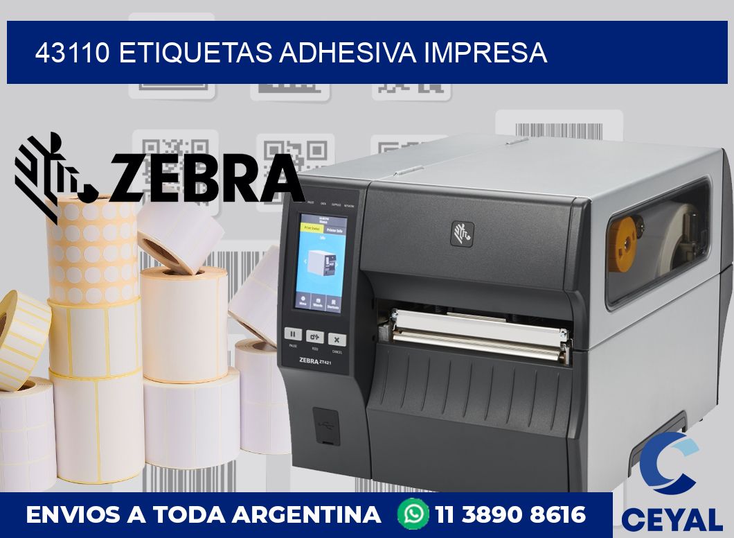 43110 etiquetas adhesiva impresa