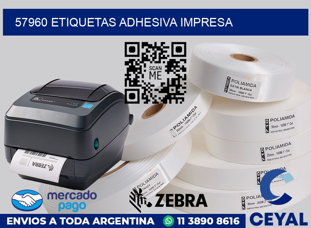 57960 etiquetas adhesiva impresa