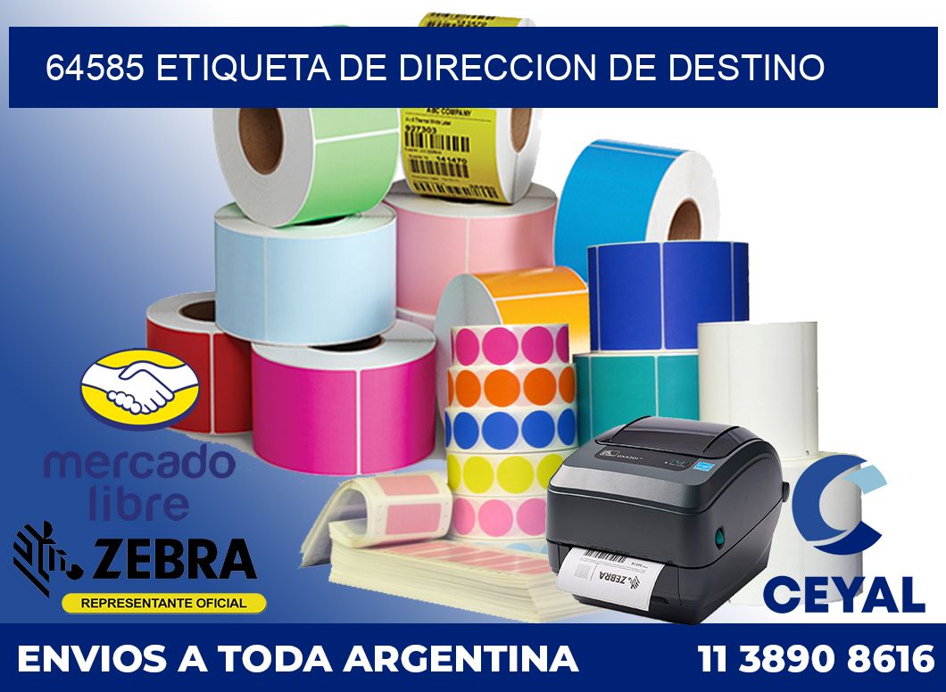 64585 Etiqueta de direccion de destino