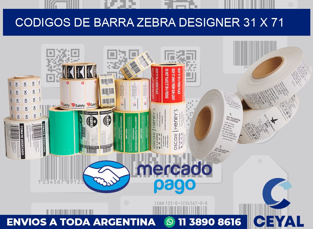 Codigos de barra Zebra designer 31 x 71