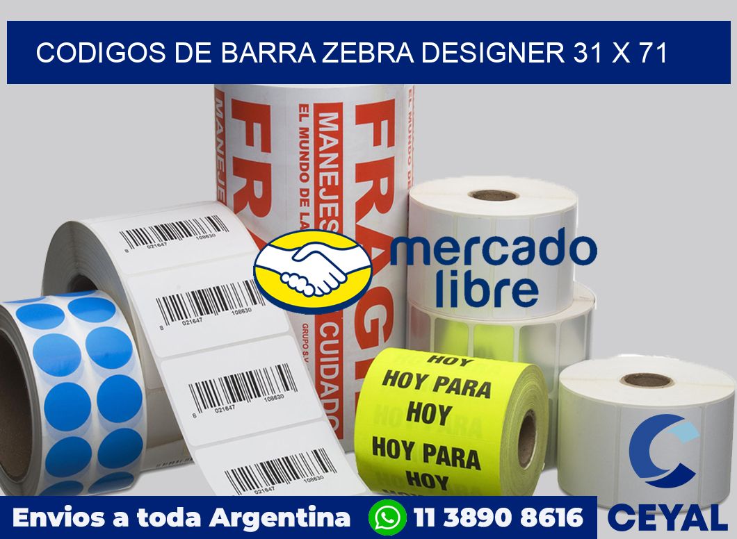 Codigos de barra Zebra designer 31 x 71
