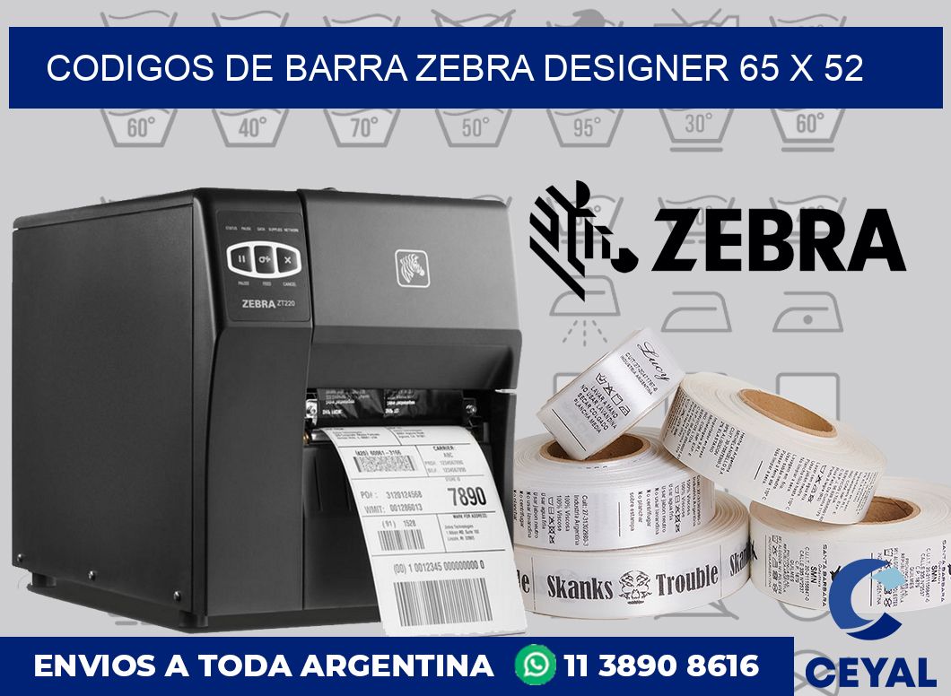 Codigos de barra Zebra designer 65 x 52