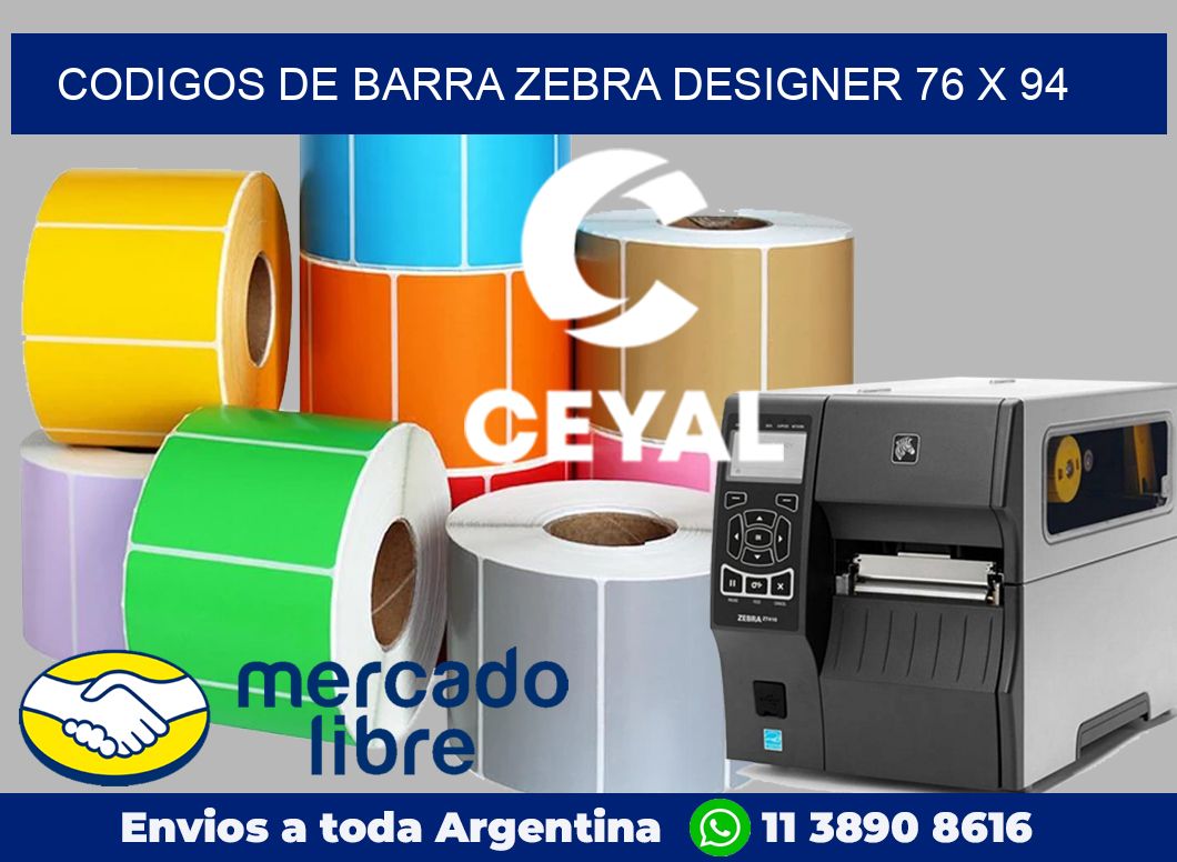 Codigos de barra Zebra designer 76 x 94