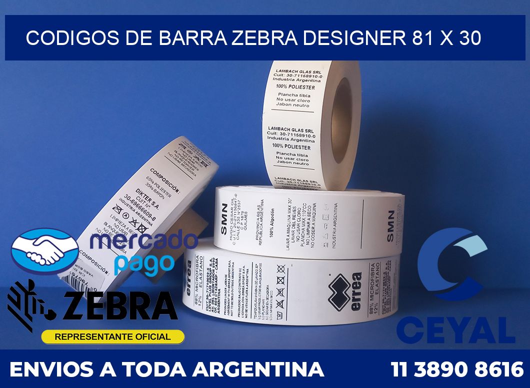 Codigos de barra Zebra designer 81 x 30