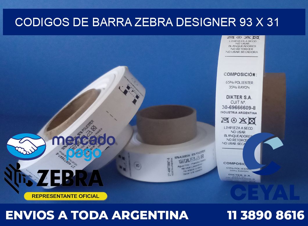 Codigos de barra Zebra designer 93 x 31