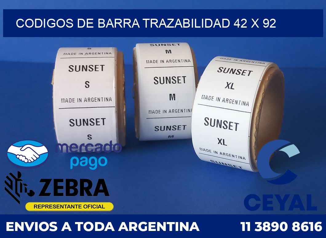 Codigos de barra trazabilidad 42 x 92