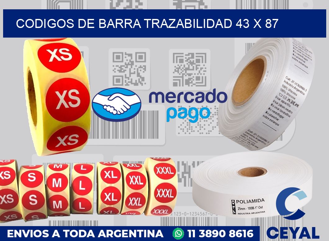 Codigos de barra trazabilidad 43 x 87