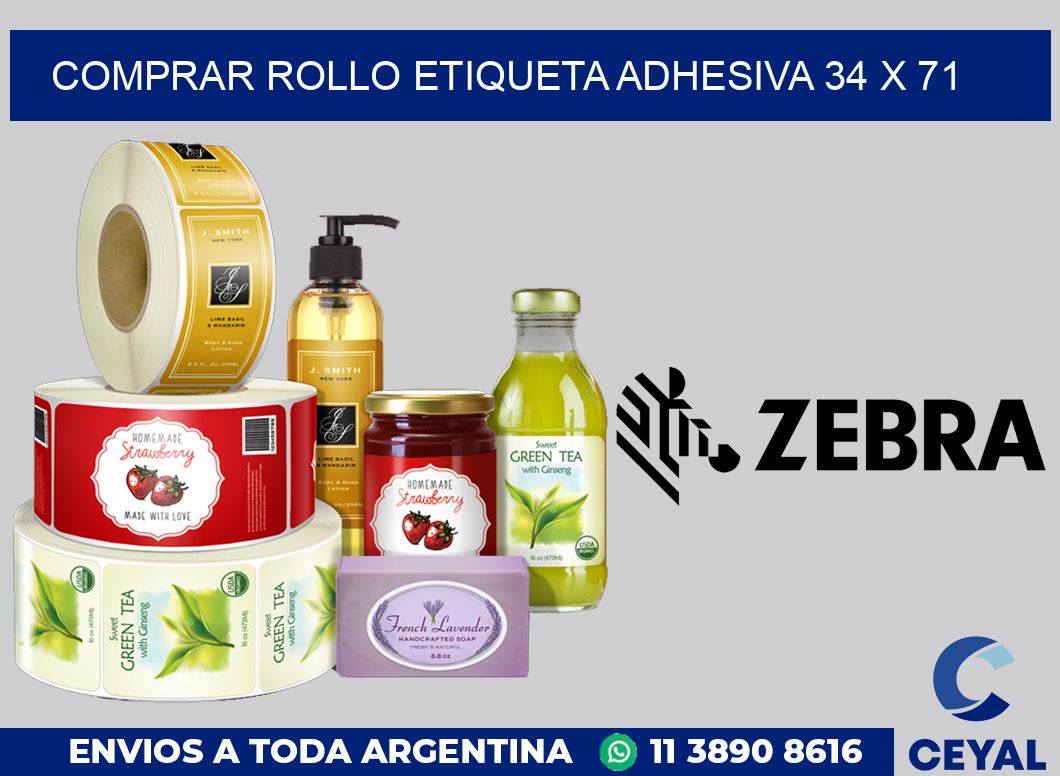 Comprar rollo etiqueta adhesiva 34 x 71