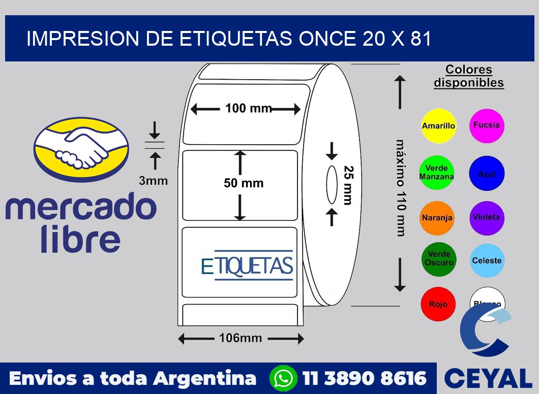 Impresion de etiquetas Once 20 x 81