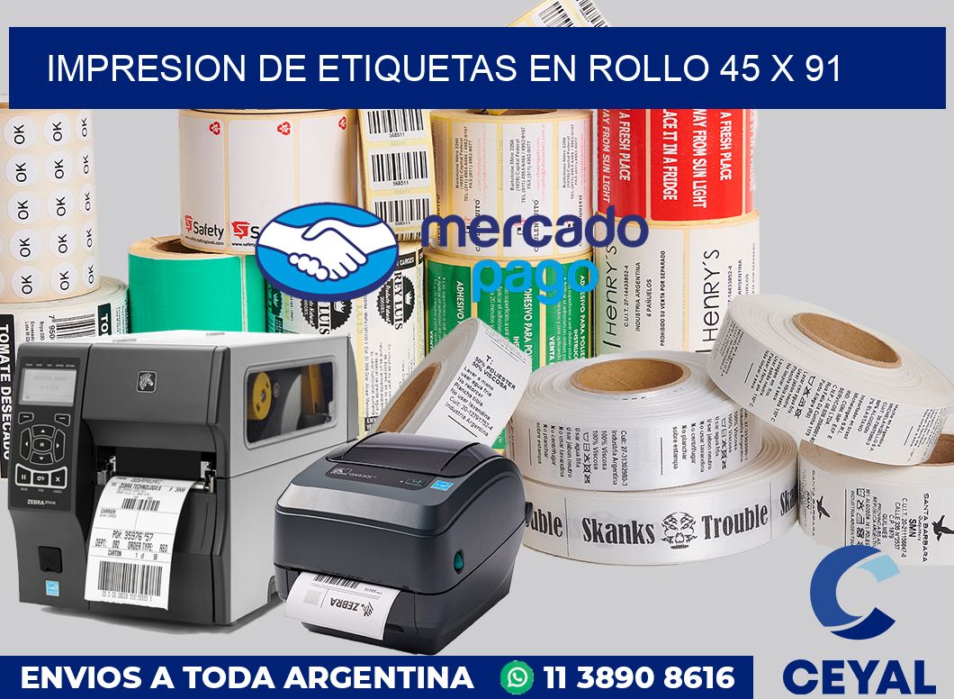 Impresion de etiquetas en rollo 45 x 91
