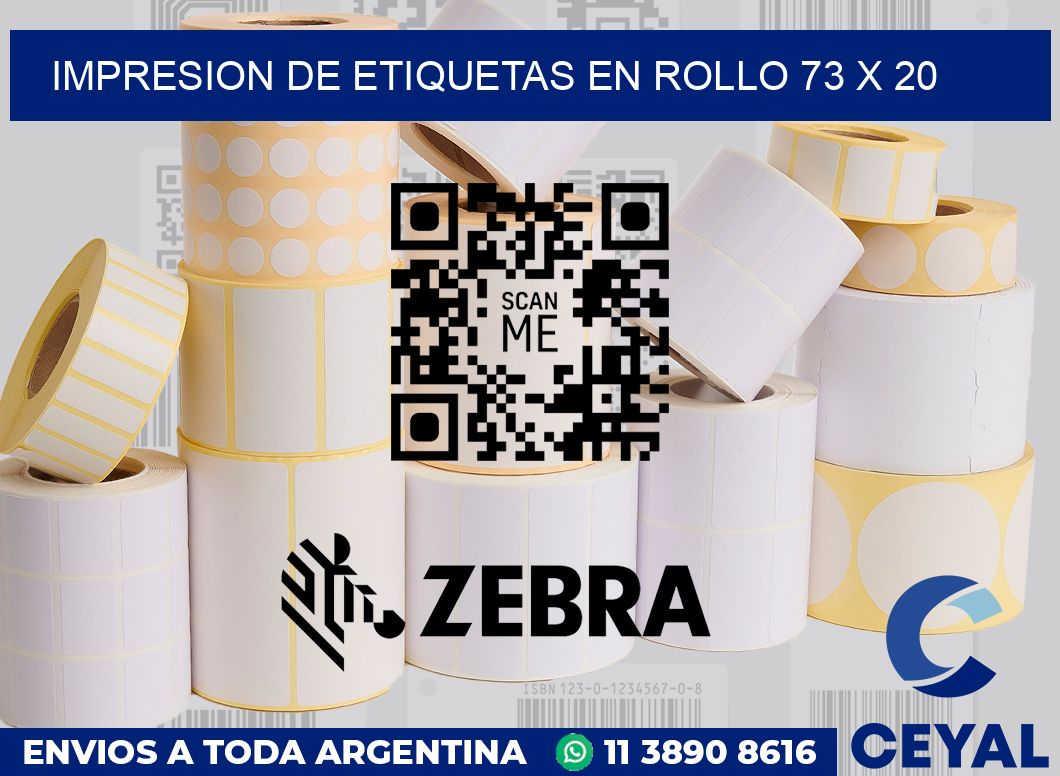 Impresion de etiquetas en rollo 73 x 20