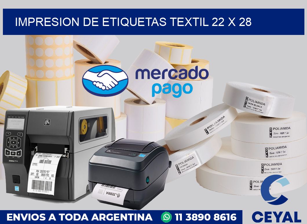 Impresion de etiquetas textil 22 x 28